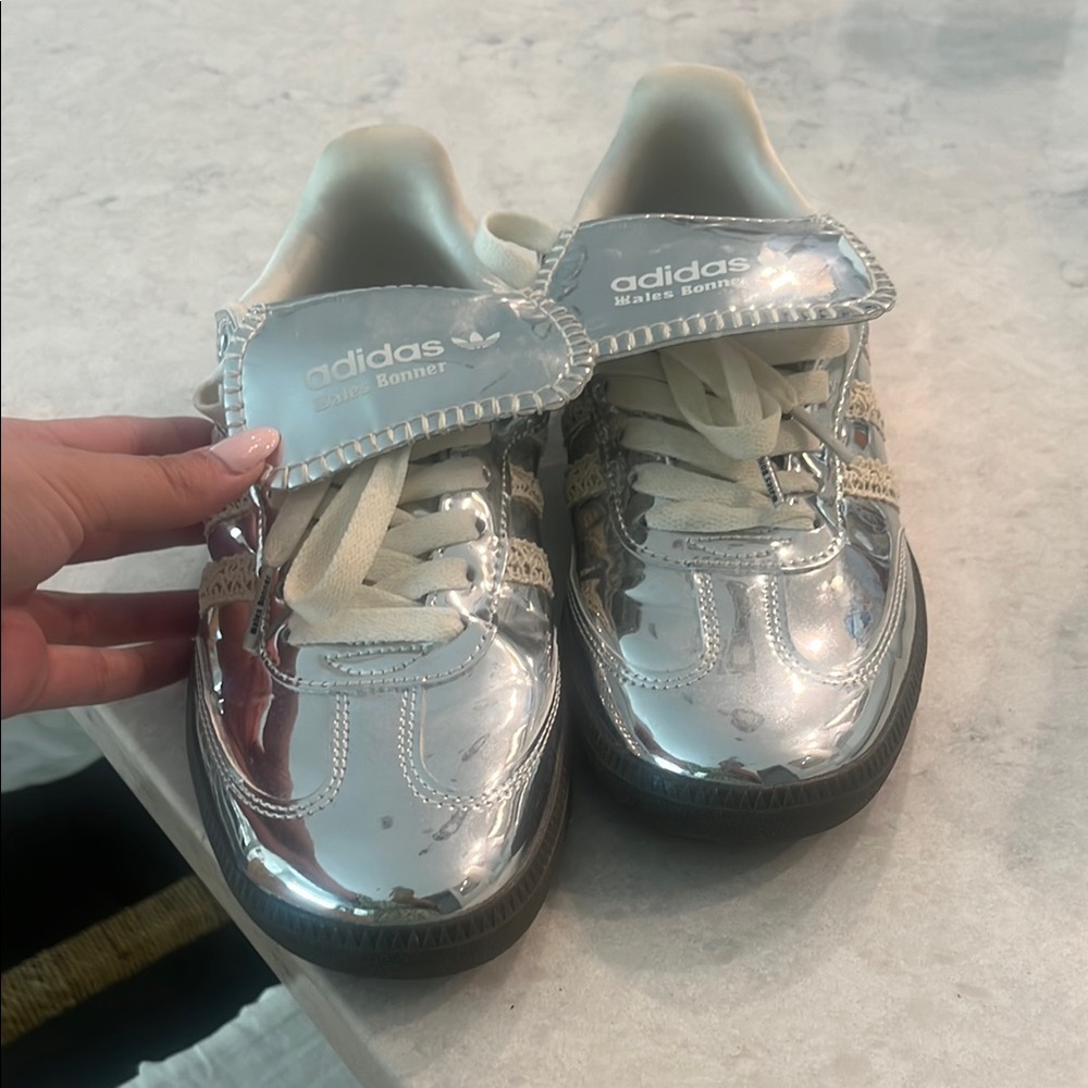 Adidas womens Metallic Silver Sneakers